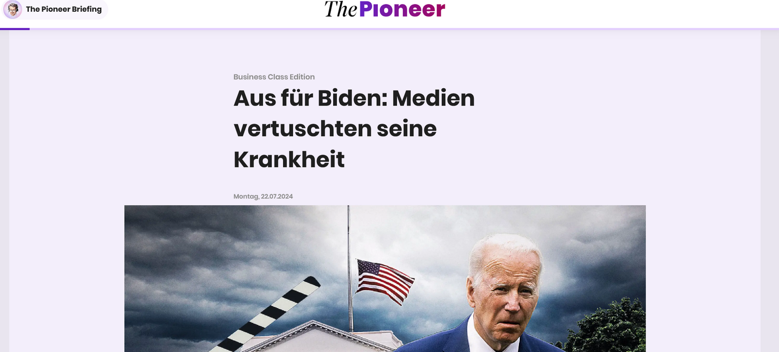  – "Pioneer"-Schlagzeile. Screenshot: DJV
