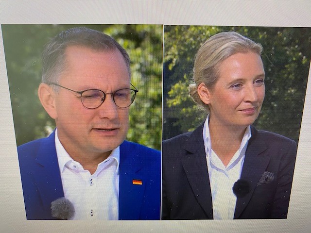  – Interviewgäste Chrupalla, Weidel. Foto: DJV